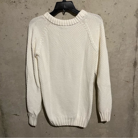 Lacoste Womens Cotton Embroidered Logo Detail Tight-Knit Sweater Cream Size 38 - Picture 7 of 10